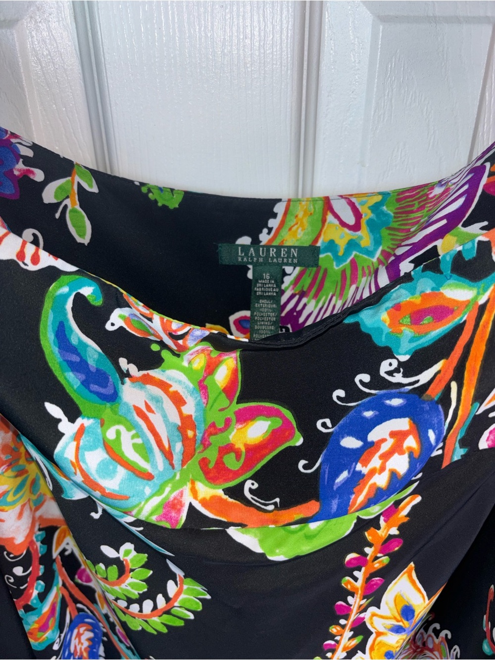 Lauren Ralph Lauren Black Multicolor Floral Print skirt size 16 - Picture 5 of 14